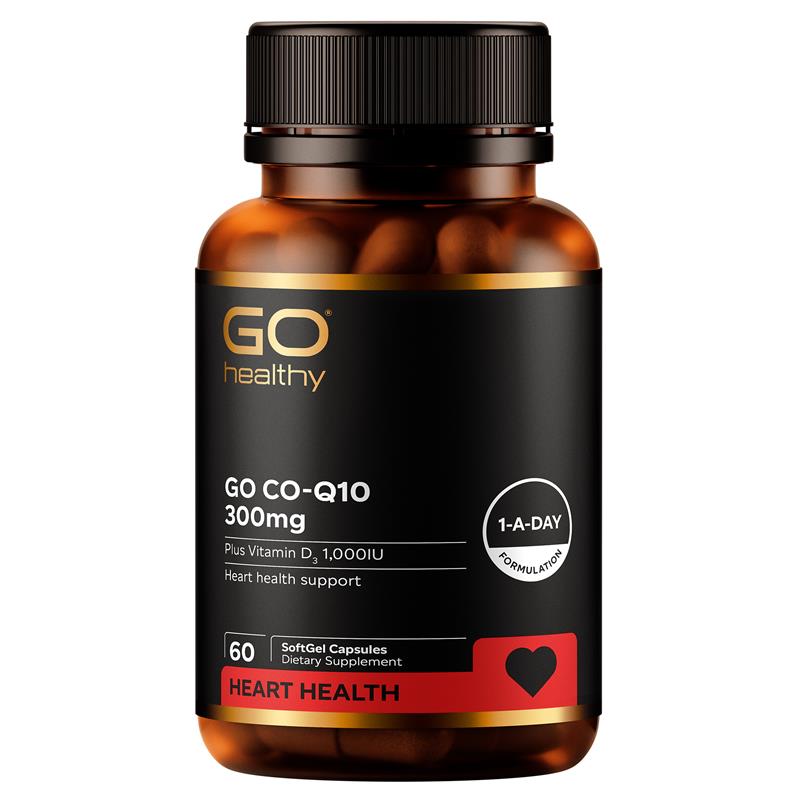 Supplement bottle labeled 'GO Healthy CO Q10' on a white background