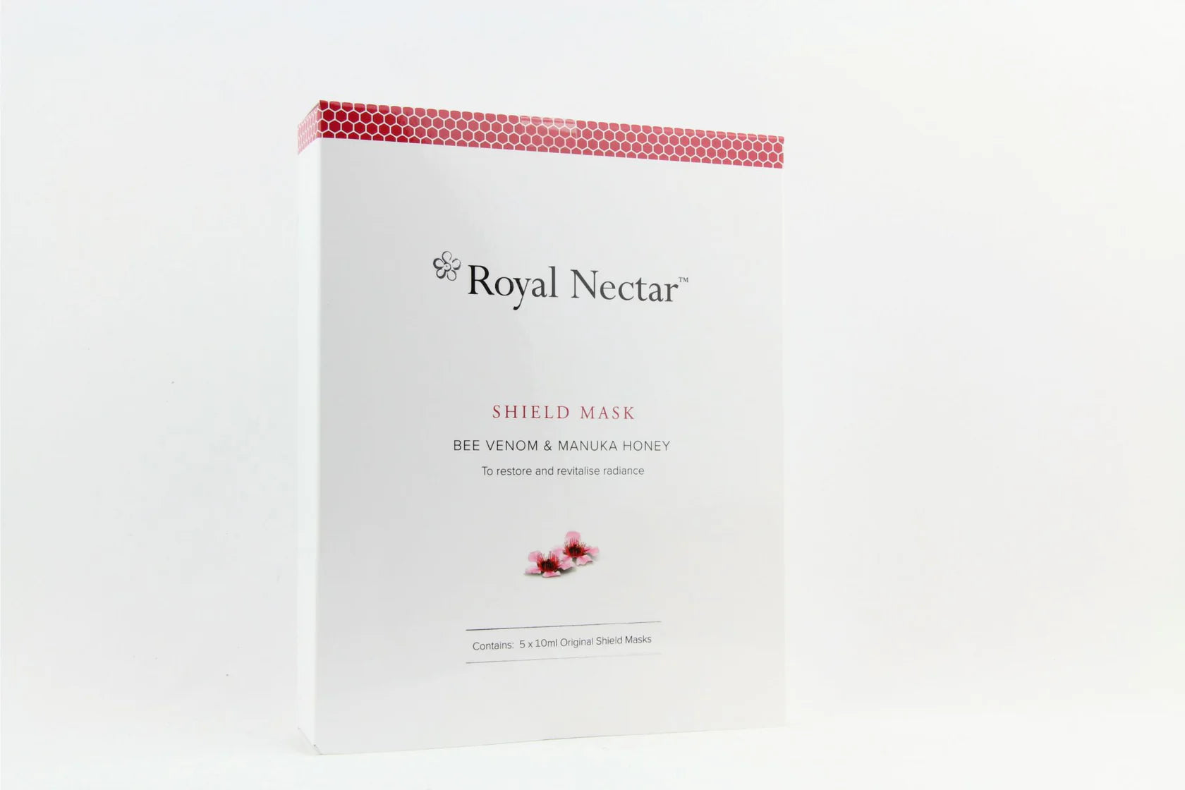 Royal Nectar shield mask packaging on a white background