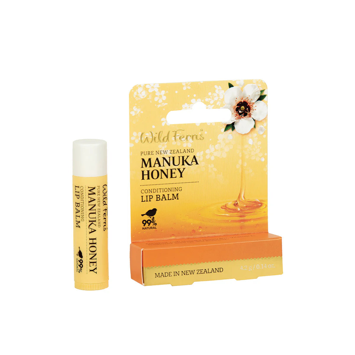 Wild Ferns Manuka Honey Lip Balm on a white background
