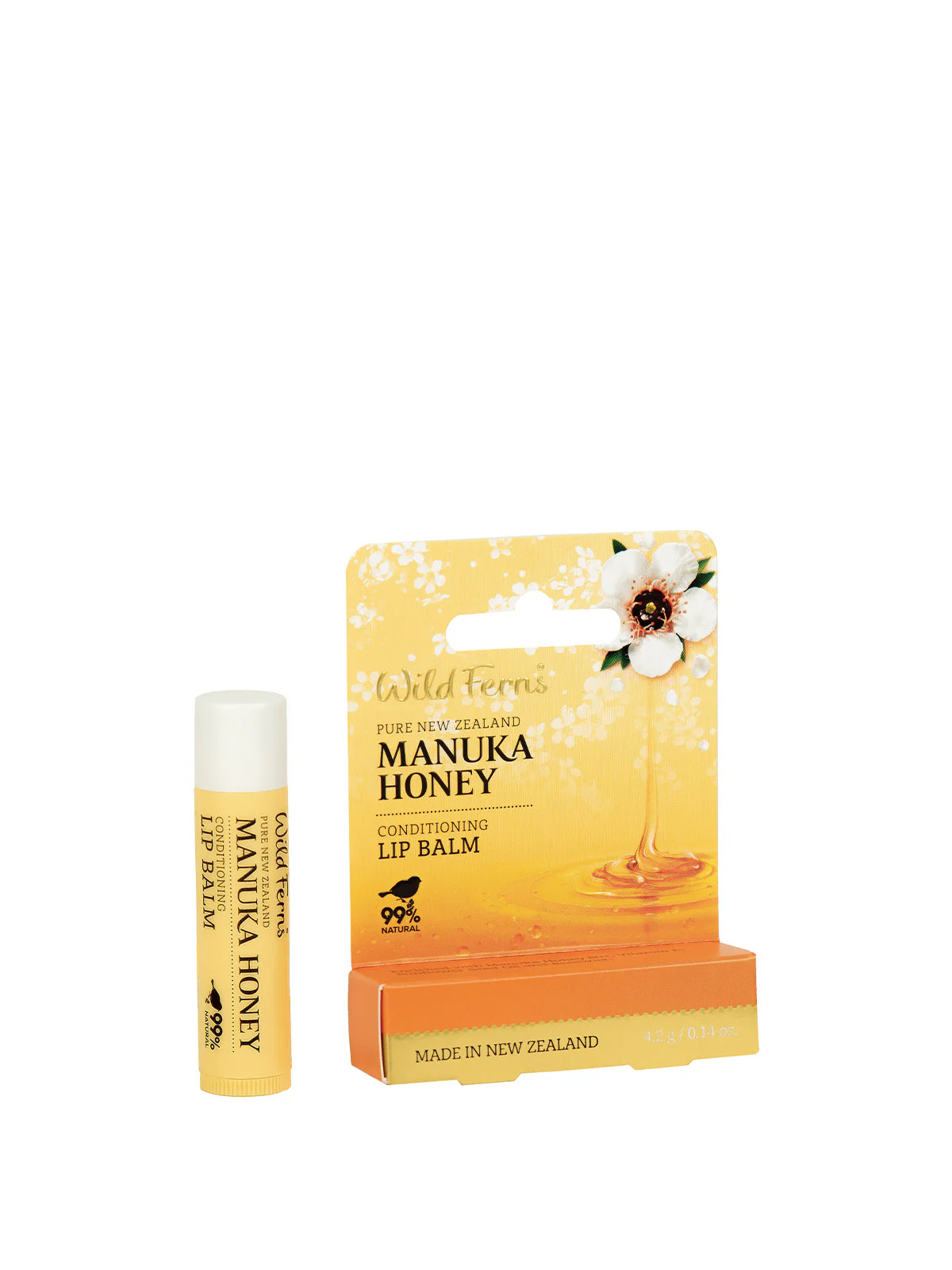 Wild Fern's Manuka Honey Lip Balm on a white background