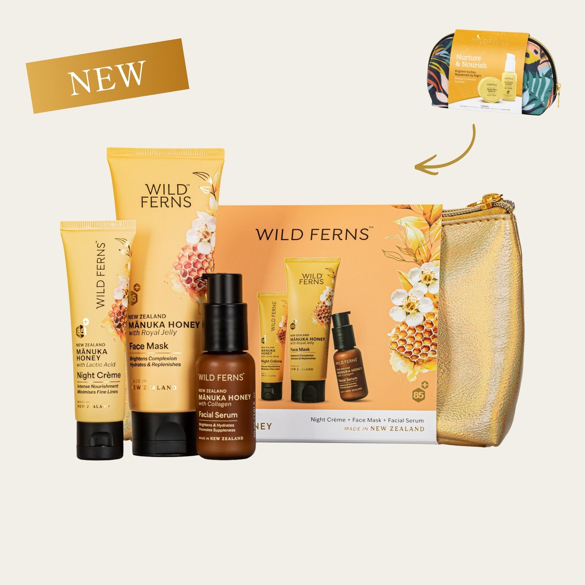 Manuka Honey Cosmetic Bag Set - Radiant Glow