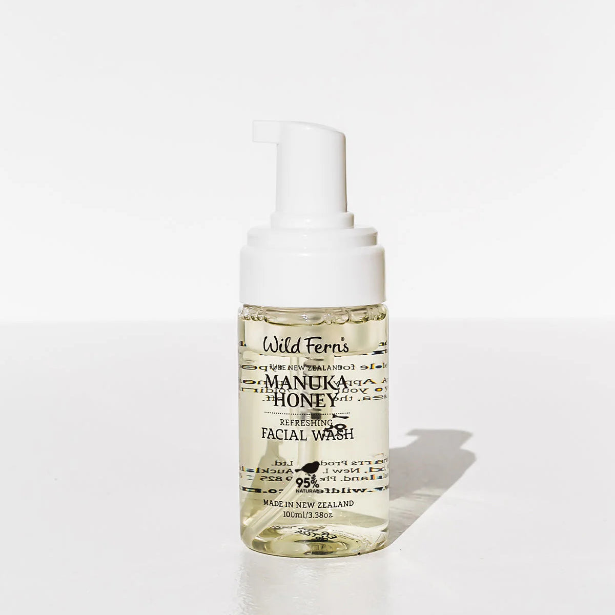 Bottle of Wild Ferns Manuka Honey Facial Wash on a white background
