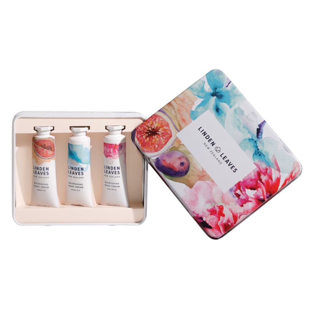 Linden Leaves In Bloom Hand Cream Selection Tin - Function: Hand Creme, Gift Box, nz made, Vendor Linden Leaves - Aotea Wellness