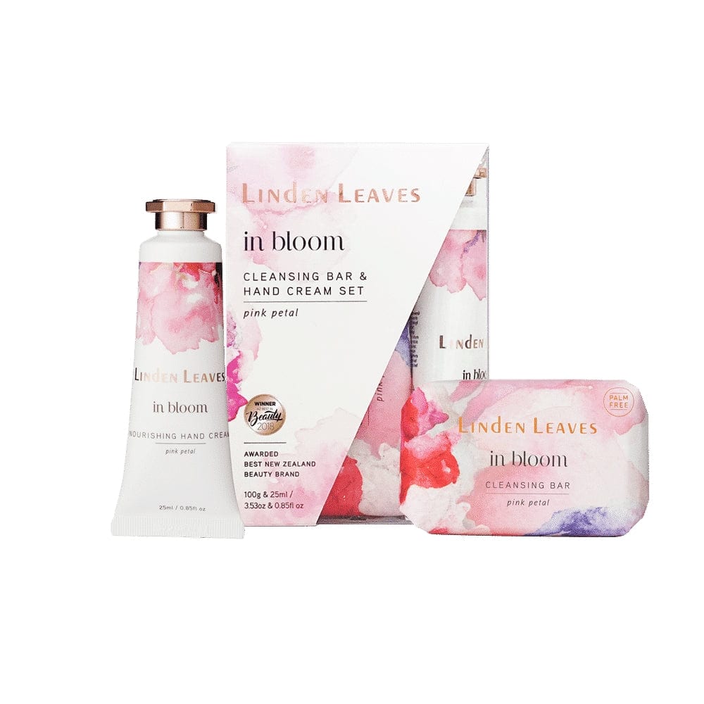Linden Leaves Pink Petal Hand Cream and Cleansing Bar Set - Cleansing Bar, Function: Gifts, Function: Hand Creme, Ingredient: Shea Butter - Aotea Wellness