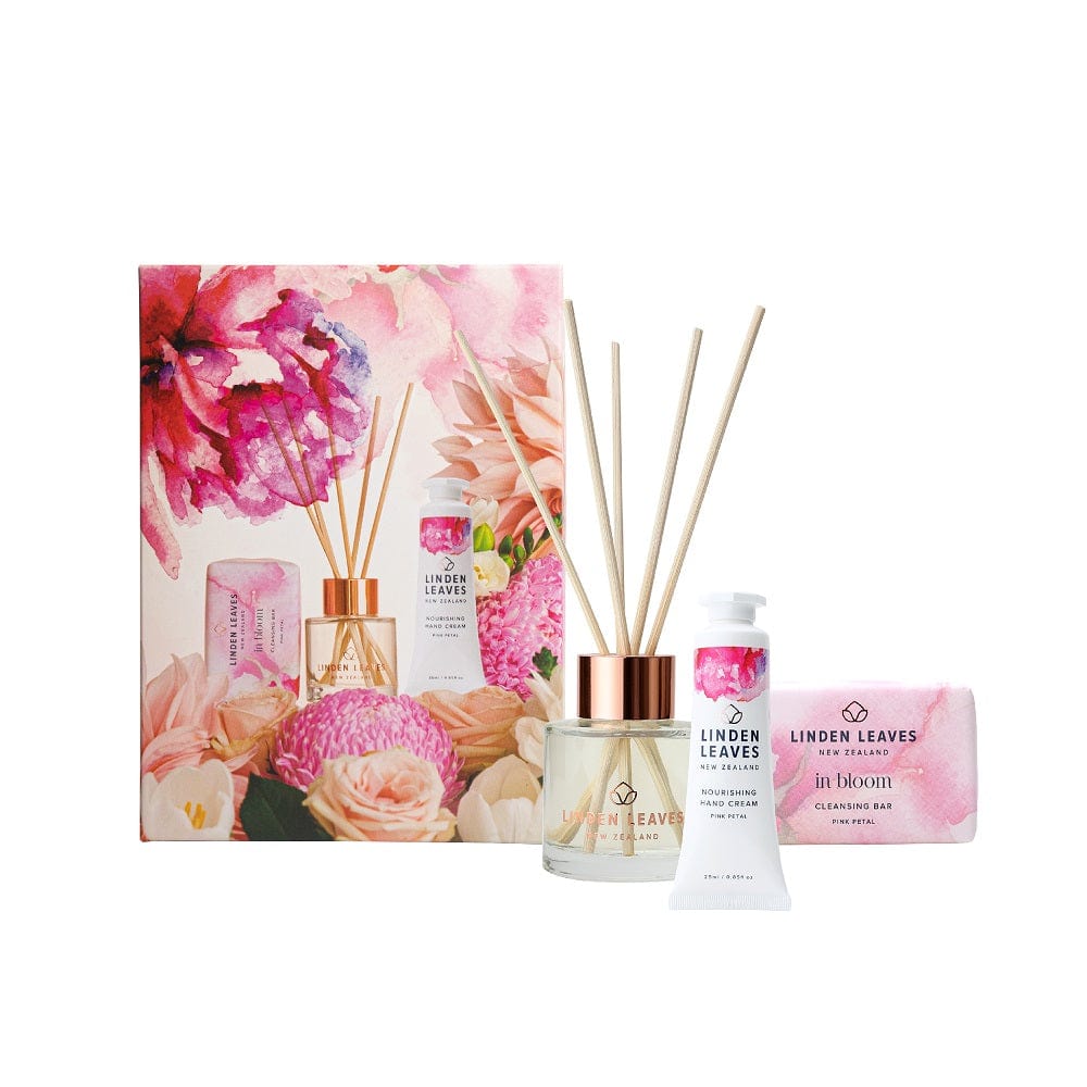 Linden Leaves Pink Petal body & Soul Gift Set - Diffuser, Function: Hand Creme, Function: Soap, Ingredient: Shea Butter, nz made - Aotea Wellness