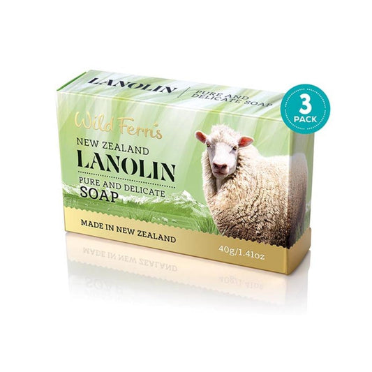 3 Pack - Wild Ferns Lanolin Pure and Delicate Soap 40g - 262593937592, beauty, Function: Soap, Ingredient: Lanolin, new august 2020, Vendor  Parrs/Wild Ferns, Vendor: Wild Ferns - Aotea Wellness