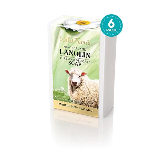 6 Pack - Wild Ferns Lanolin Soap 135g - 262593937592, Function: Soap, Ingredient: Lanolin, new august 2020, Price  $7-$50, Vendor  Parrs/Wild Ferns, Vendor: Wild Ferns - Aotea Wellness