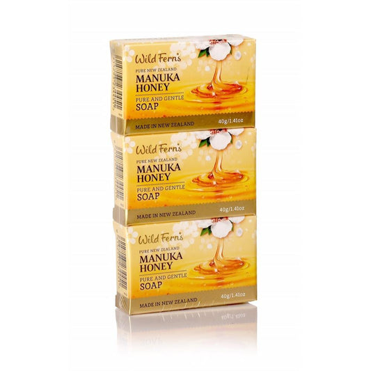 3 Pack - Wild Ferns Manuka Honey Gentle Guest Soap 40g - 262593937592, Function: Soap, Ingredient: Manuka Honey, Vendor  Parrs/Wild Ferns, Vendor: Wild Ferns - Aotea Wellness