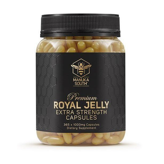 Manuka South Premium Royal Jelly Extra Strength 1000mg 365 capsules - bees, health, Immune Support, Ingredient: Royal Jelly, nz made, Price  $50-$150, Royal Jelly, Vendor  Manuka South - Aotea Wellness
