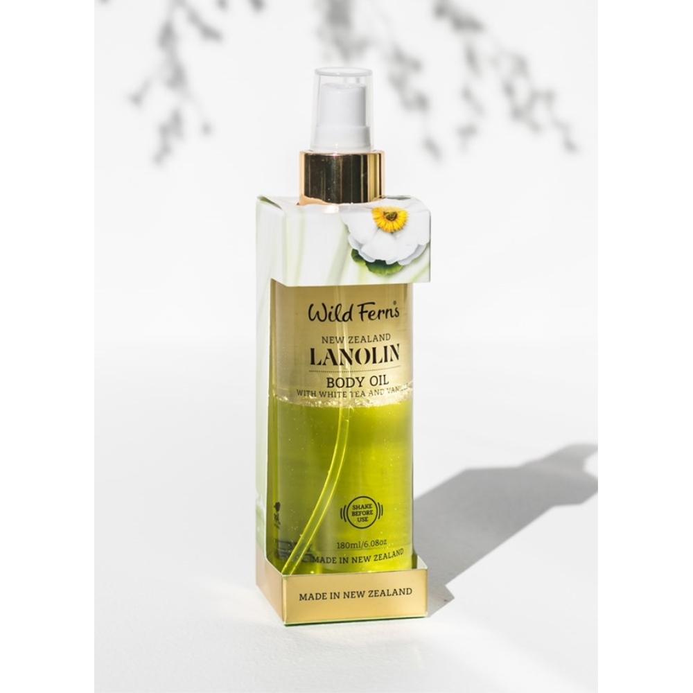 Wild Ferns Lanolin Body Oil Mist 180ml - Function: Body Oil, Ingredient: Lanolin, Ingredient: Vitamin E, new august 2020, Price $7-$50, Vendor Parrs/Wild Ferns, Vendor: Wild Ferns - Aotea Wellness