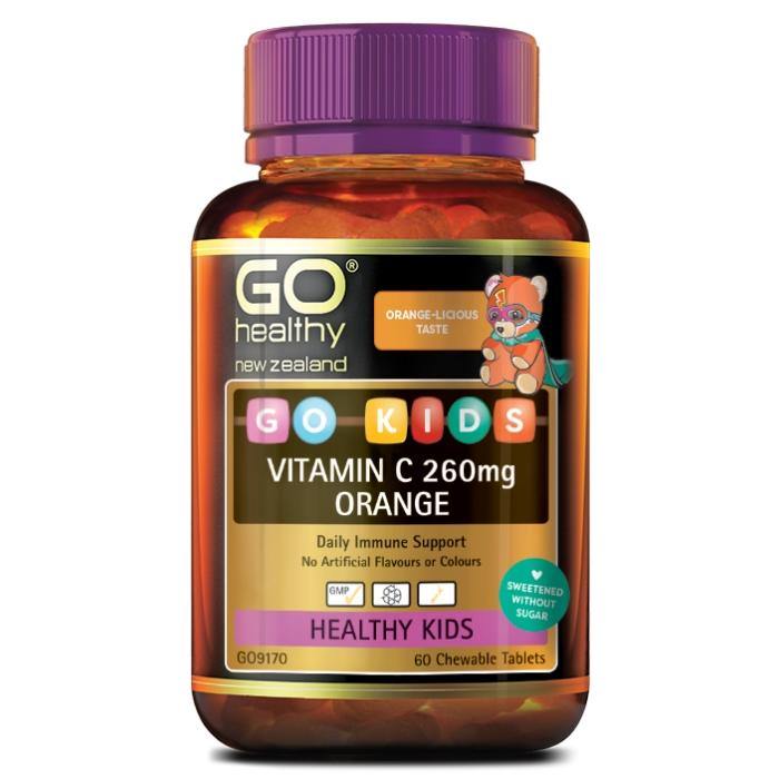 Buy 3 Get 1 Free - Go Healthy Kids Vita-C Orange 260mg 60 chewables tablets - Ingredient: Vitamin C, nz made, Price  $7-$50, Specials, Vendor  Go Healthy - Aotea Wellness