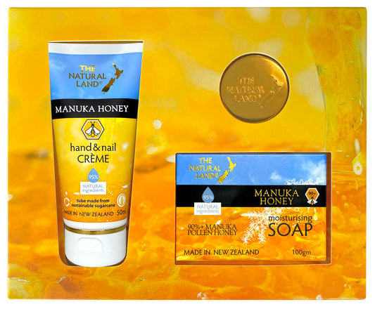 The Natural Land Manuka Honey Gift Set Box - Hand Creme, LIp Balm, Soap