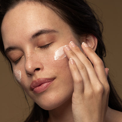 Antipodes Harmony cream on woman's face