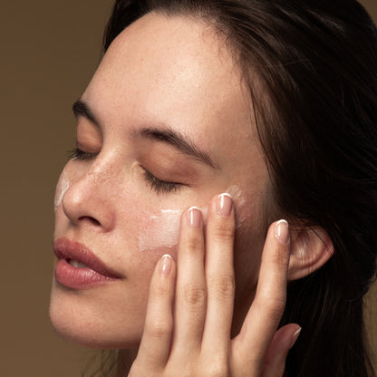 A lady with Andipodes Lime Cavier on her face