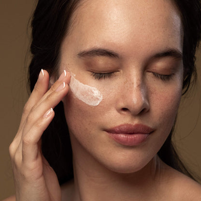 Antipodes Vanilla pod cream with a woman