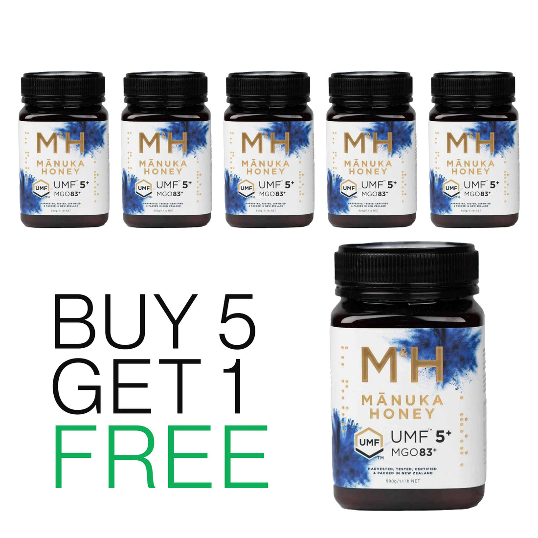 Buy 5 get 1 free -Manuka Honey UMF5+ MGO83 500g