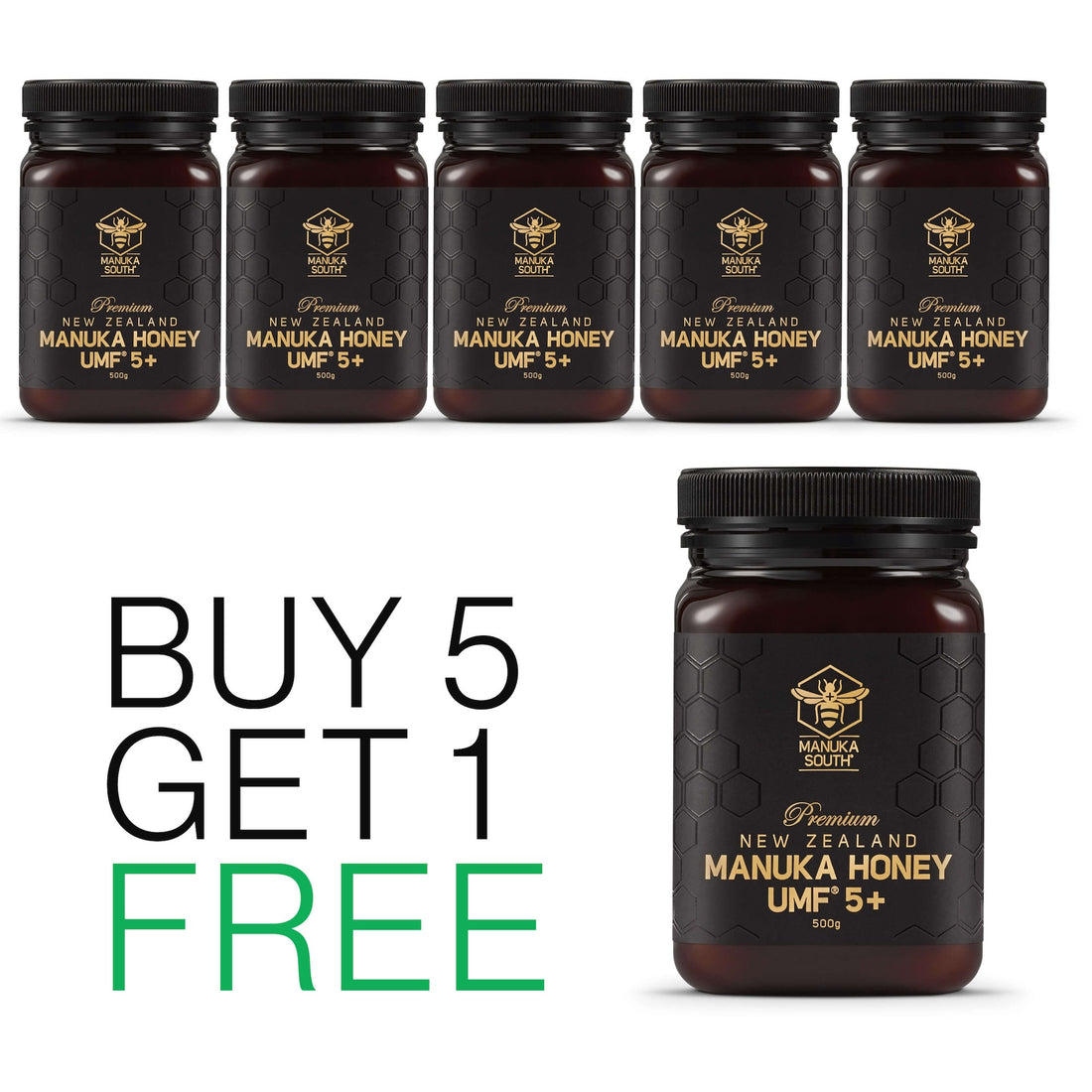 Buy 5 get 1 free - Manuka South Manuka Honey UMF5+ 500g