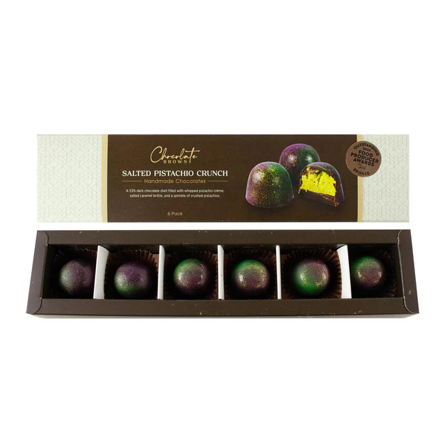 Chocolate Brown Salted Pistachio Crunch Chocolates | 6 Pack