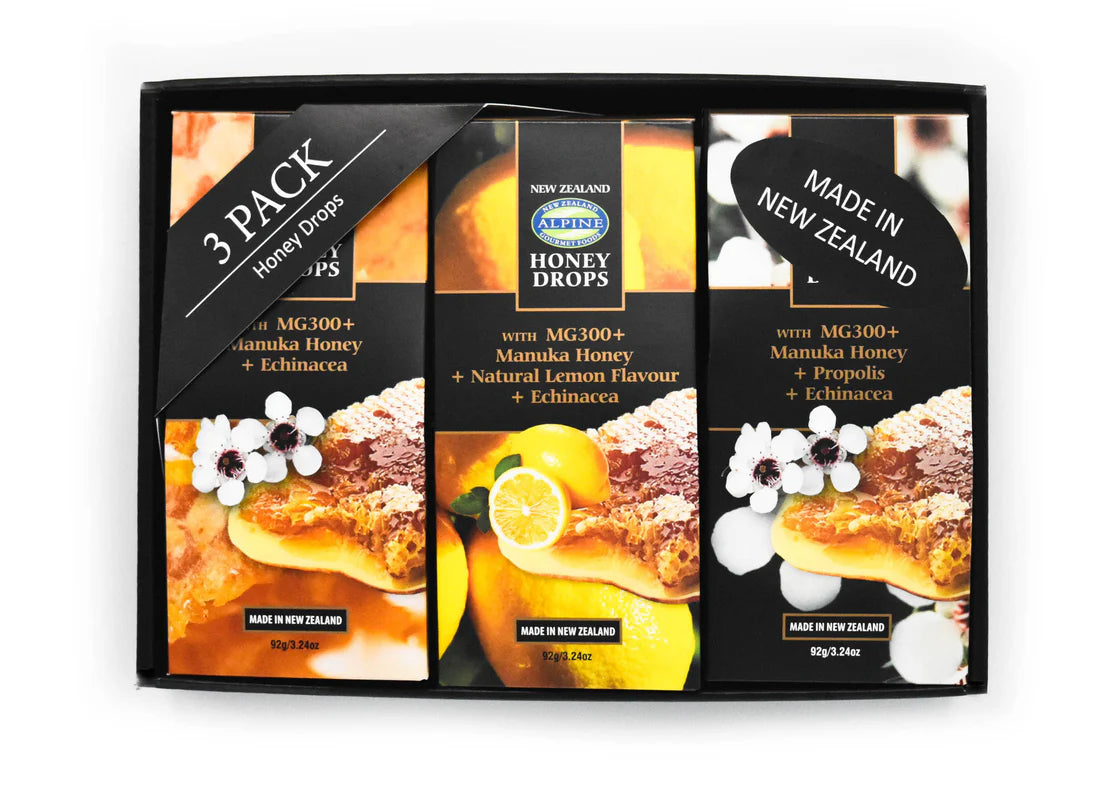 New Zealand Honey Drops Gift Pack - Mānuka Honey, lemon, and Propolis