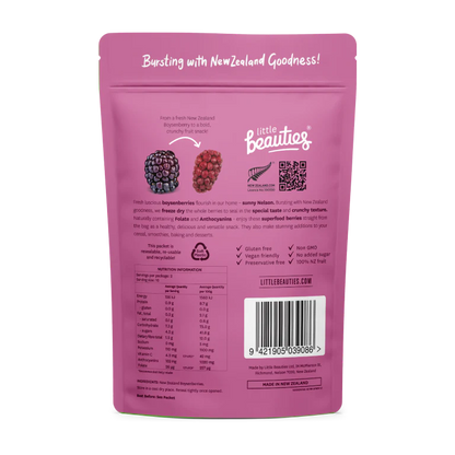 Pink packaging of 'little beauties' with New Zealand goodness text on a white background