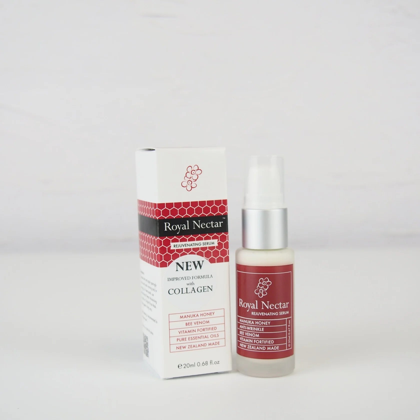 Royal Nectar collagen serum with packaging on a white background
