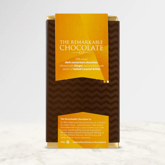 70% Dark Chocolate | Ginger and Salted Caramel Block