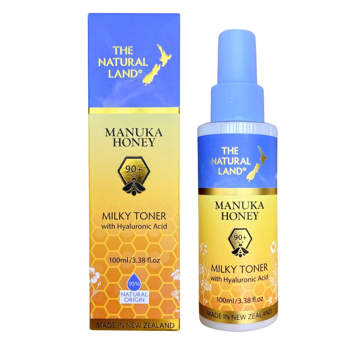 Manuka Honey Milky Toner with Hyaluronic Acid by The Natural Land on a white background