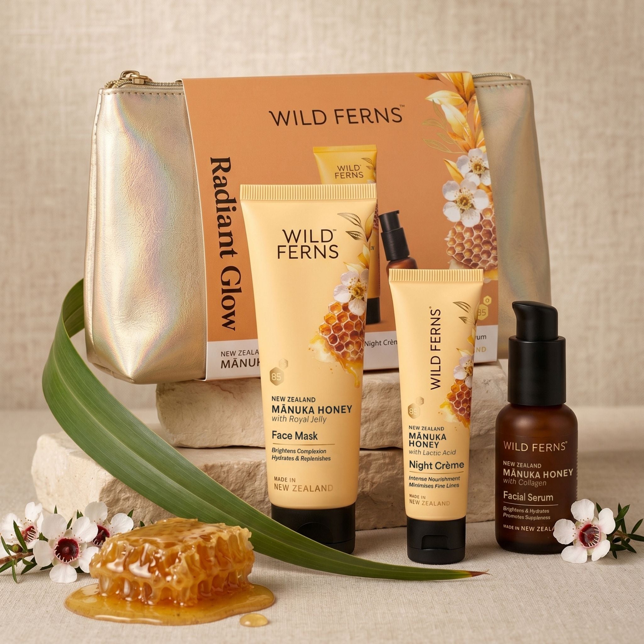 Manuka Honey Cosmetic Bag Set - Radiant Glow