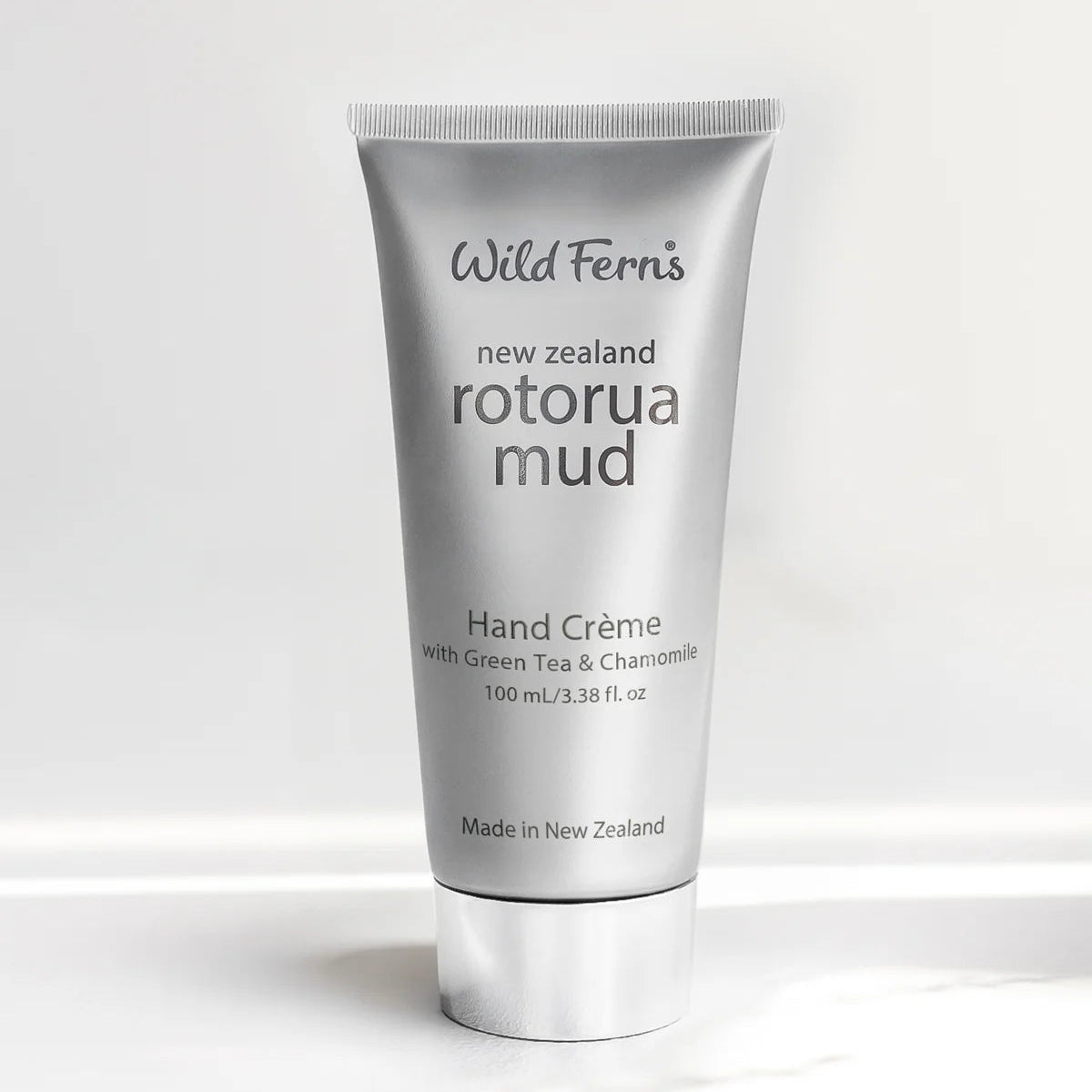 Tube of Wild Ferns Rotorua Mud Hand Creme on a white background