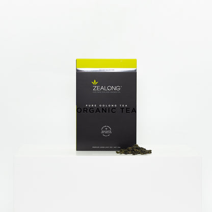 Zealong organic tea package on a white background