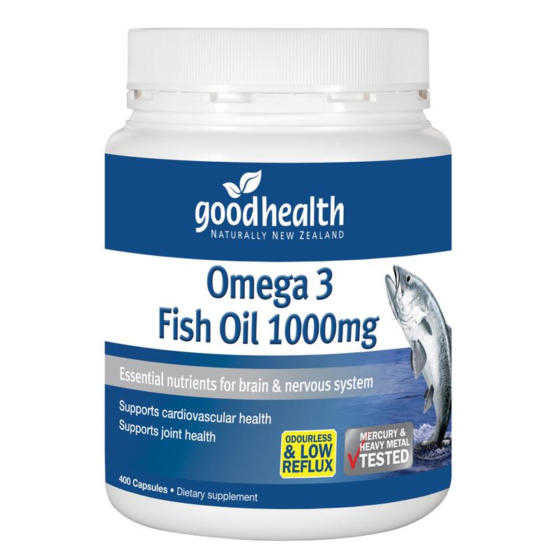 Goodhealth Omega 3 Fish Oil supplement bottle on a white background