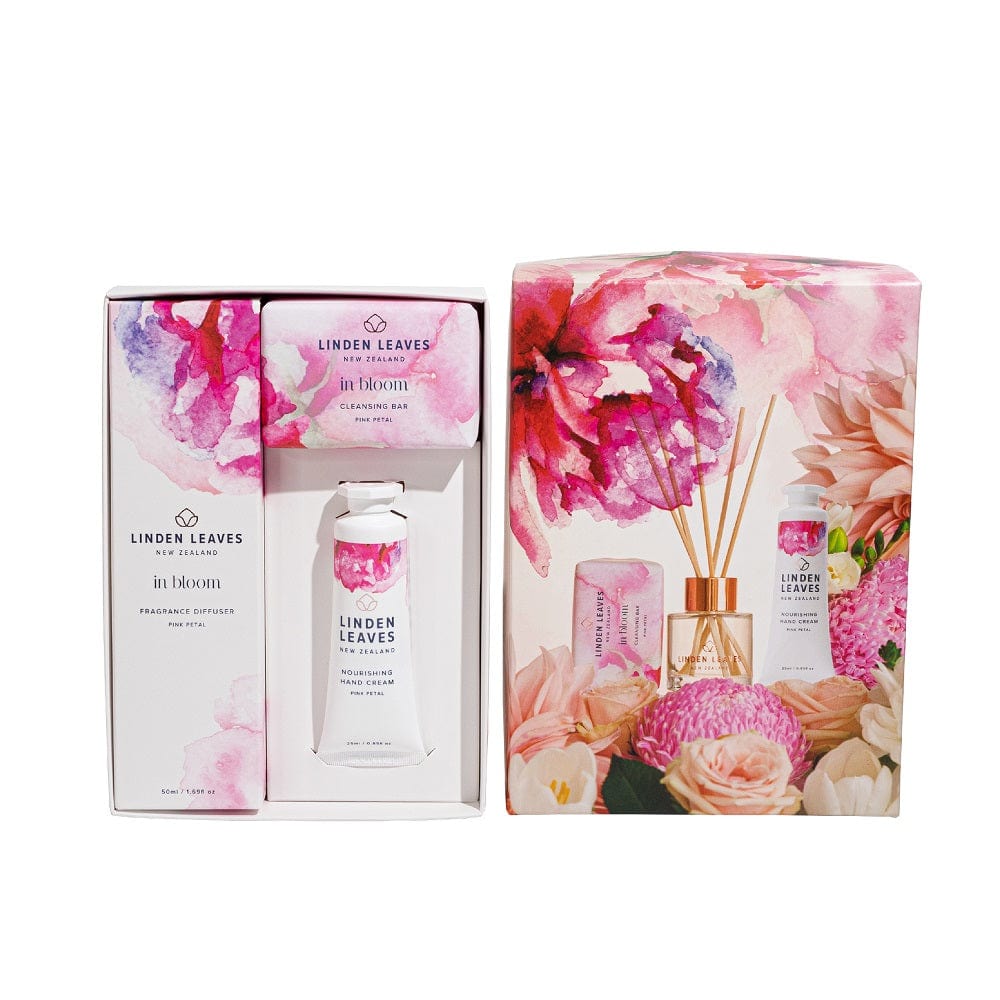 Linden Leaves Pink Petal body & Soul Gift Set - Diffuser, Function: Hand Creme, Function: Soap, Ingredient: Shea Butter, nz made - Aotea Wellness