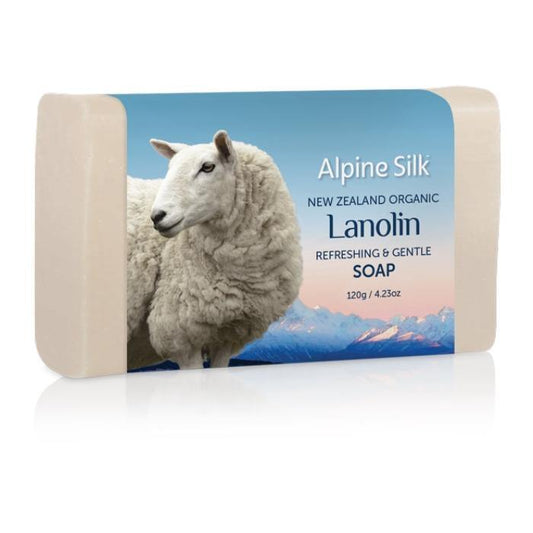 Alpine Silk Organic Lanolin Refreshing & Gentle Soap 120g - Function: Soap, Ingredient: Goat Milk, Ingredient: Lanolin, nz made, Price  $7-$50, Vender: Alpine Silk, Vendor  Alpine Silk - Aotea Wellness