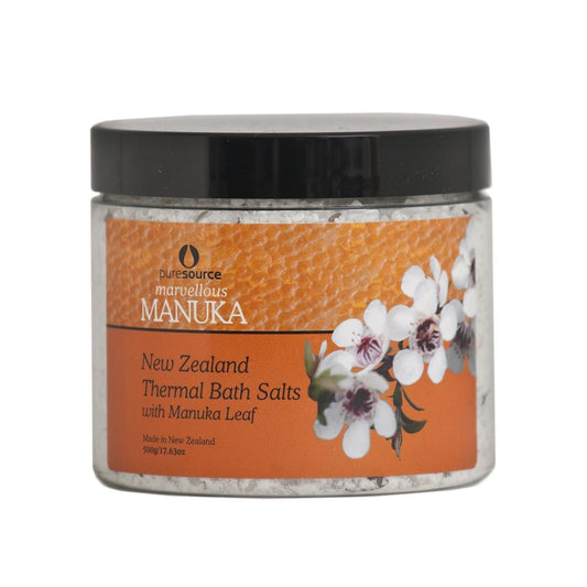 Puresource New Zealand Thermal Bath Salts with Manuka Leaf 500g - Function: Bath Salts, new july 2020, nz made, Price  $7-$50, Vendor  Puresource - Aotea Wellness