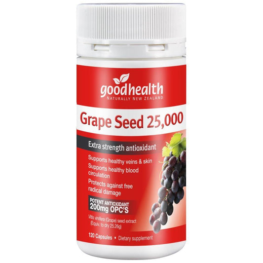 Good Health Grape Seed 25000 extra strength antioxidant- 120capsules - beauty supplements, Ingredient: Grapeseed, new sep 2020, nz made, Price  $7-$50, Vendor  Good Health - Aotea Wellness