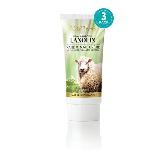 Lanolin Hand and Nail Creme - Wild Ferns - with Rosehip Oil and Keratin 85ml - 3 Pack - 262593937592, beauty, Function: Hand & Nail Care, Ingredient: Aloe Vera, Ingredient: Lanolin, Ingredient: Shea Butter, Ingredient: Vitamin E, Price  $7-$50, Vendor  Parrs/Wild Ferns, Vendor: Wild Ferns - Aotea Wellness