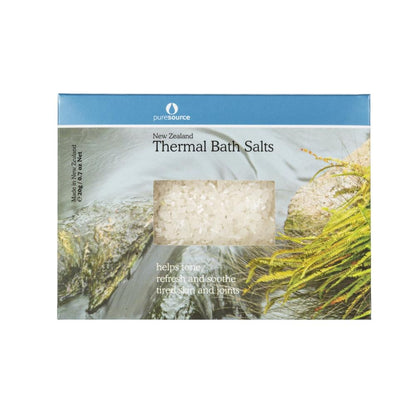 Puresource New Zealand Thermal Bath Salts 20g on a white background