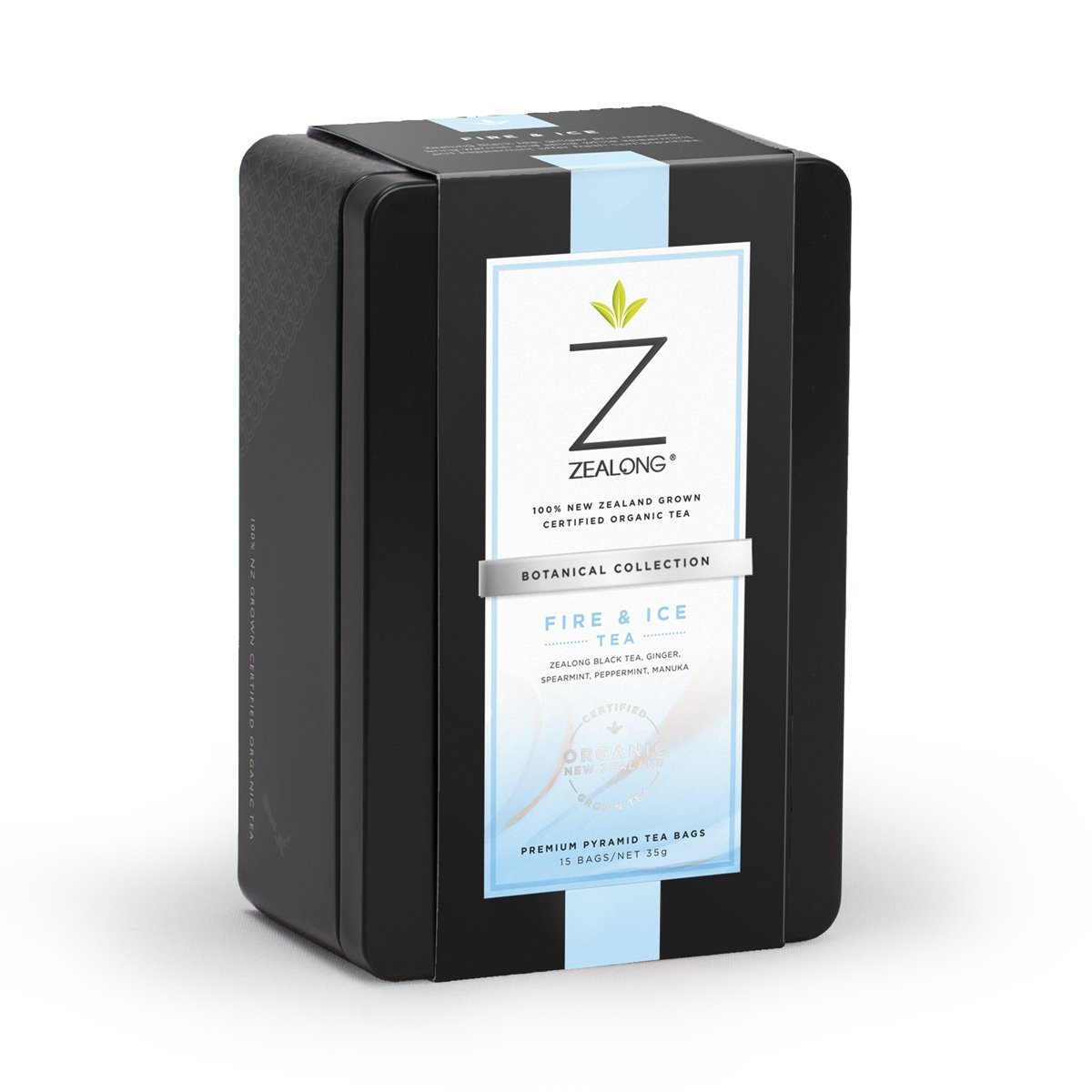 Zealong Botanicals Fire and Ice Blend Tin 35g / 15 Tea Bags - New Zealand Tea, nz made, Organic, Price  $7-$50, Tea, Vendor  Zealong Tea - Aotea Wellness