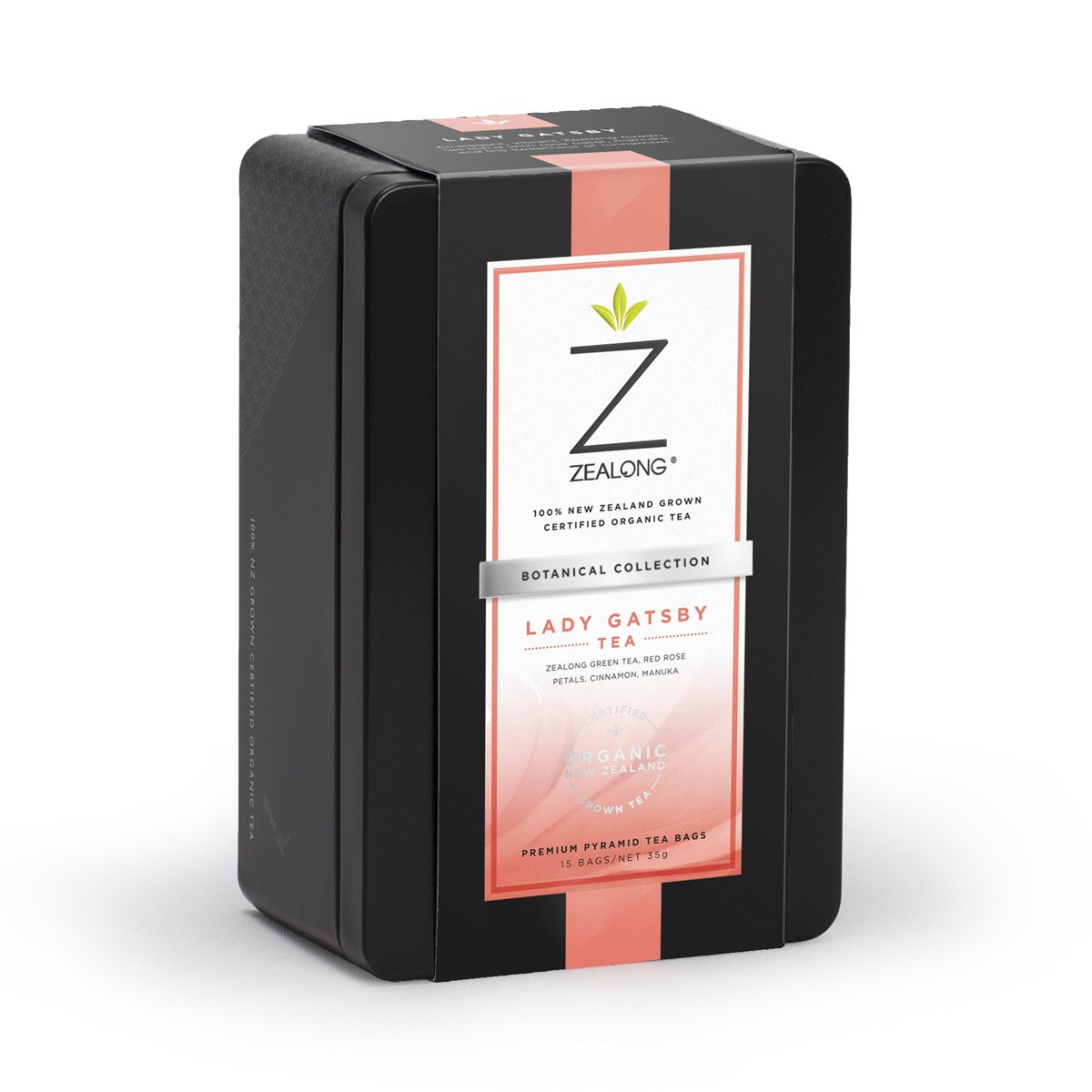 Zealong Botanicals Lady Gatsby Blend Tin 35g / 15 Tea Bags - Function: Gifts, New Zealand Tea, nz made, Organic, Price  $7-$50, Tea, Vendor  Zealong Tea - Aotea Wellness