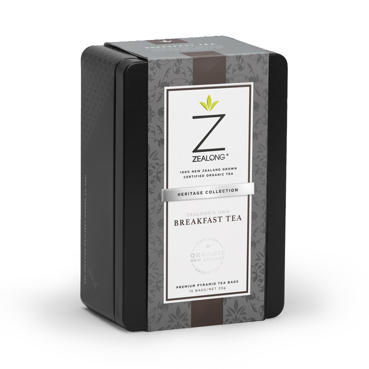 Zealongƒ??s Own Breakfast Tea Tin 35g / 15 Tea Bags - New Zealand Tea, nz made, Organic, Price  $7-$50, Tea, Vendor  Zealong Tea - Aotea Wellness