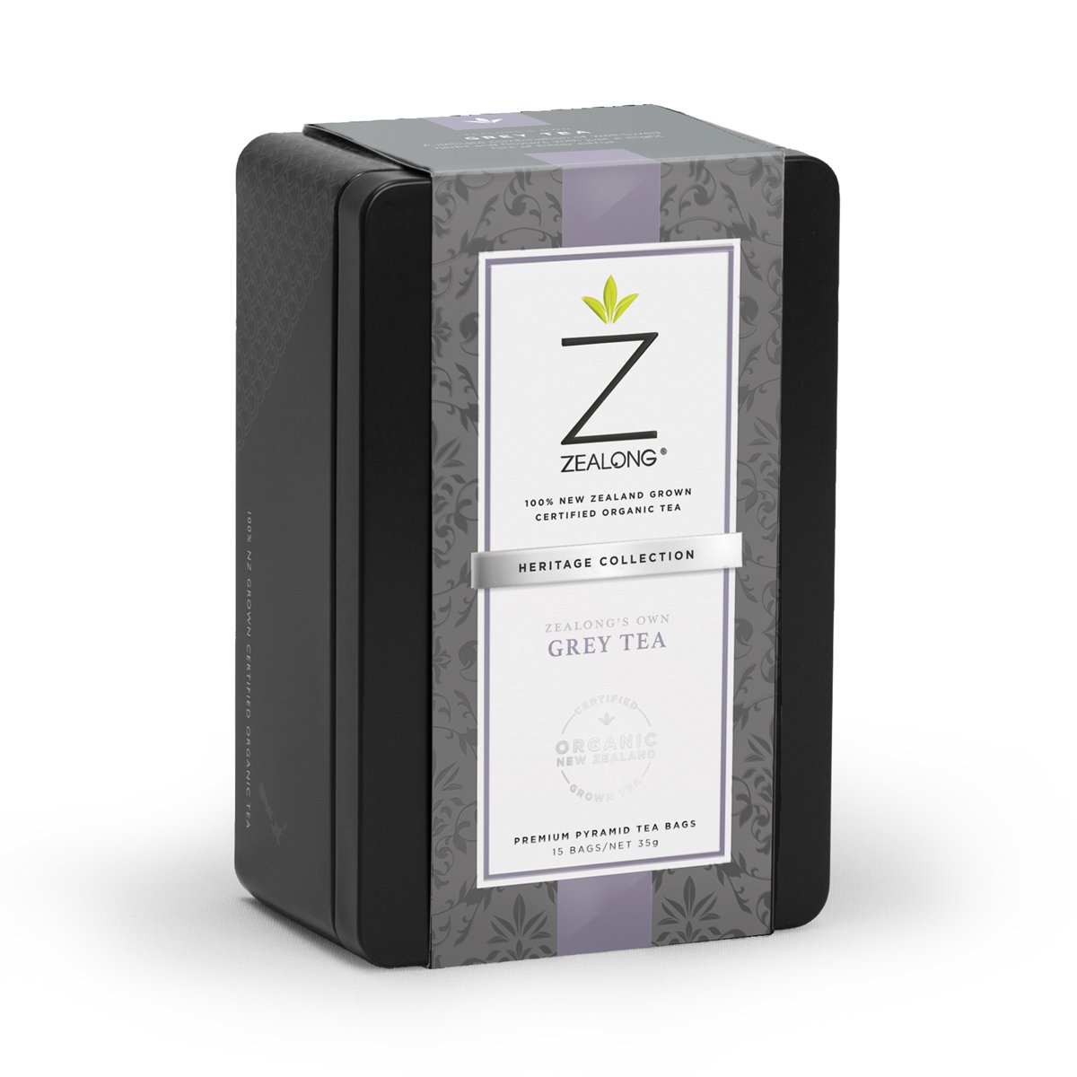 Zealongƒ??s Own Grey Tea Tin 35g / 15 Tea Bags - Function: Gifts, New Zealand Tea, nz made, Organic, Price  $7-$50, Tea, Vendor  Zealong Tea - Aotea Wellness