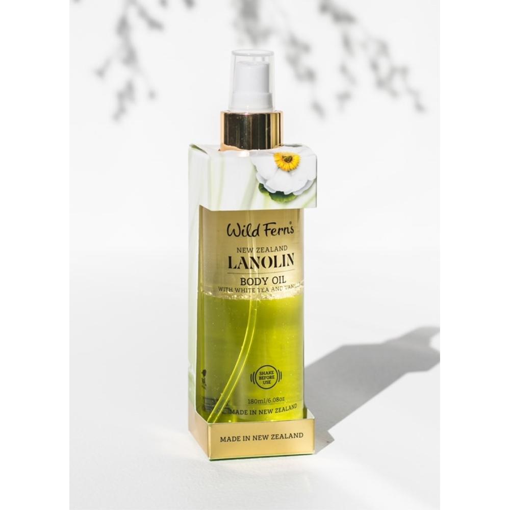 Wild Ferns Lanolin Body Oil Mist 180ml - Function: Body Oil, Ingredient: Lanolin, Ingredient: Vitamin E, new august 2020, Price  $7-$50, Vendor  Parrs/Wild Ferns, Vendor: Wild Ferns - Aotea Wellness