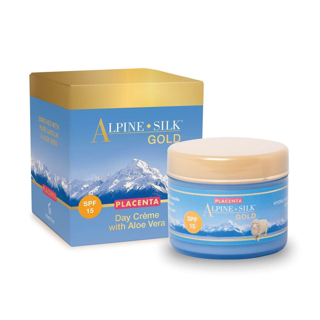 Alpine Silk Gold Day Creme SPF15+ 100g - beauty, Function: Facial Moisturiser, Ingredient: Aloe Vera, Ingredient: Lanolin, Ingredient: Placenta, Ingredient: Vitamin E, nz made, Price  $7-$50, Size  Single, Vender: Alpine Silk, Vendor  Alpine Silk - Aotea Wellness