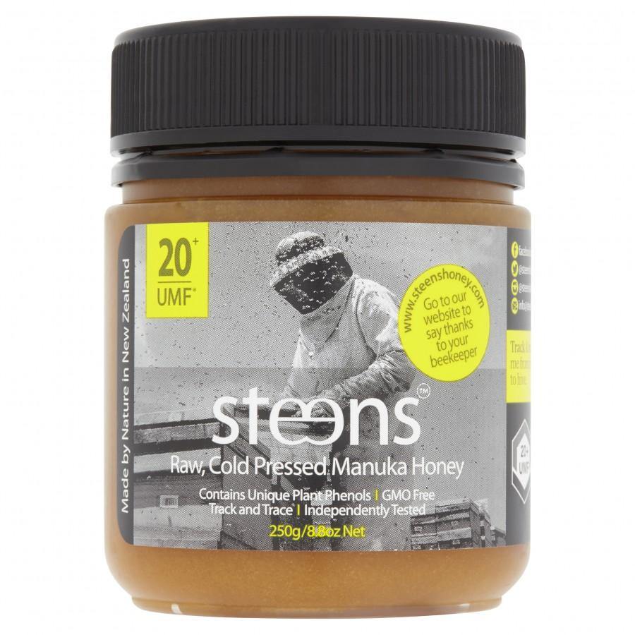 Steens Wellbeing Raw Manuka Honey UMF20+ 250g - father's day, Function: Immune Support, Ingredient: Manuka Honey, Manuka Ɵ�Ɵ?Ɵ¬ Š??Š?? Ɵ?Ɵ?Æ?® Ɵ�Ɵ�Ɵ?Ɵ? ƁîƁ­Ɓ¨ƁÏ, nz made, Price  $150-$500, stomach, Vendor  Steens, ƒ??Æ?ûƟ?Æ?œƟ¬ƟüÆ?§ (Steens) Ɵ?Ɵ?Æ?®Ɵ�Ɵ?Ɵ¬ UMF20+ 250g - Aotea Wellness